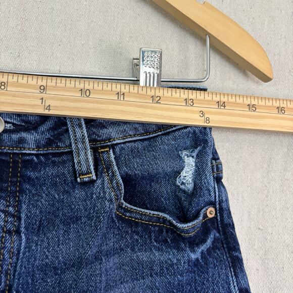 Guess Womens Preppy Hipster High Rise Cropped Mom Denim Jeans Size 27 Frayed Hem - Picture 4 of 9